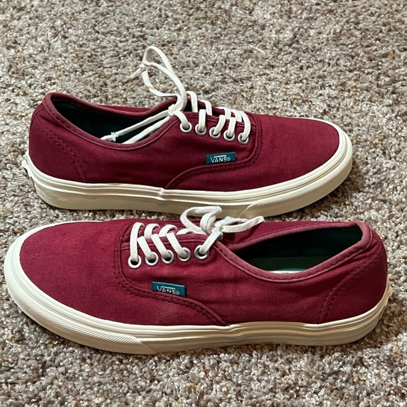 Maroon Red Off White Trim Vans Size Men 4 Women 5.5 Shoes - Picture 3 of 12